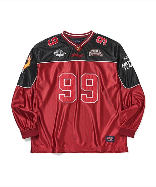 ヒョンジン着用 WKNDRS KELLOGG'S FOOTBALL JERSEY MUSINSA | WKNDRS KELLOGGS FOOTBALL JERSEY (BURGUNDY)