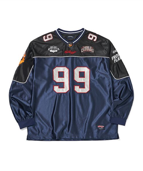 ヒョンジン着用 WKNDRS KELLOGG'S FOOTBALL JERSEY 위캔더스(WKNDRS) KELLOGGS FOOTBALL JERSEY (NAVY) - 사이즈 & 후기