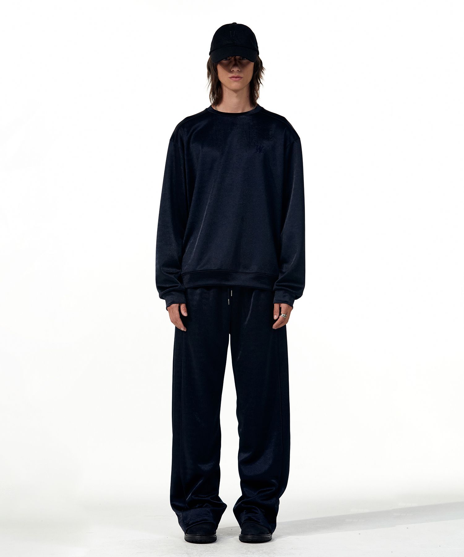 スウェットパンツ WOOALONG Signature satin piping sweat pants NAVY WL233JLP02 MUSINSA | WOOALONG Signature satin piping sweat pants - NAVY