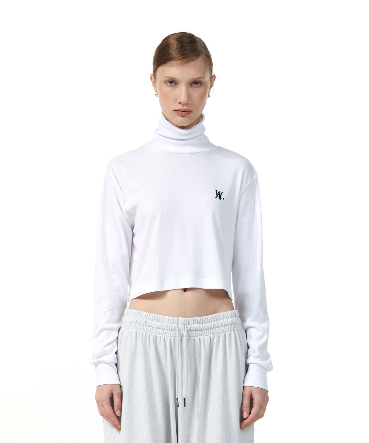さらに100円引き◆WOOALONG◆Signature turtleneck crop top MUSINSA | WOOALONG Signature turtleneck crop top - WHITE