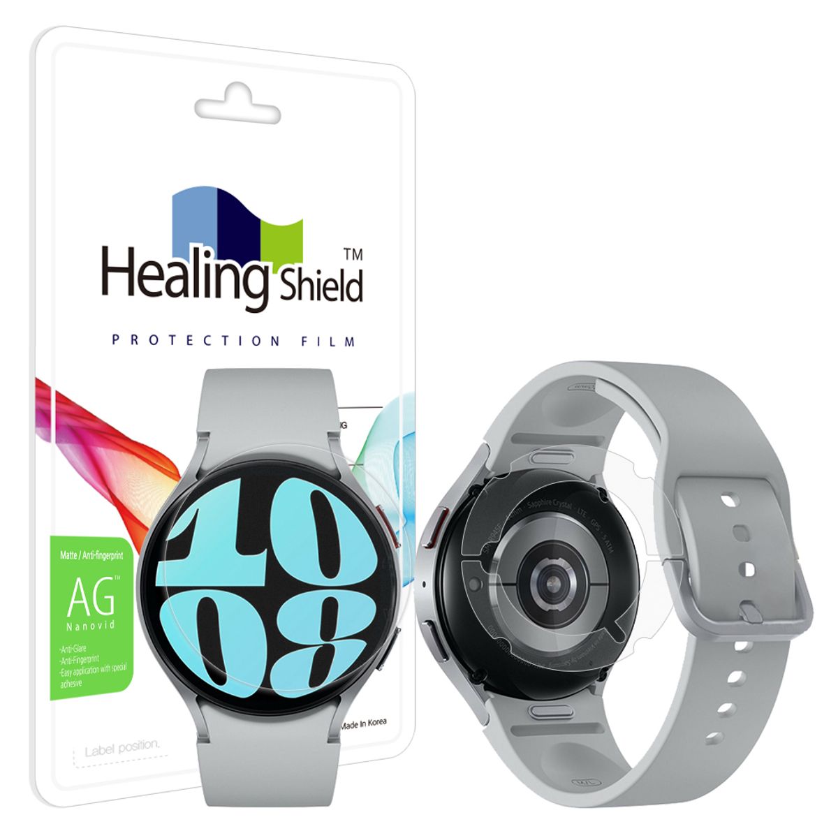 힐링쉴드(HEALINGSHIELD) 갤럭시워치6 44mm 저반사 액정보호필름 2매 무광후면필름 2매