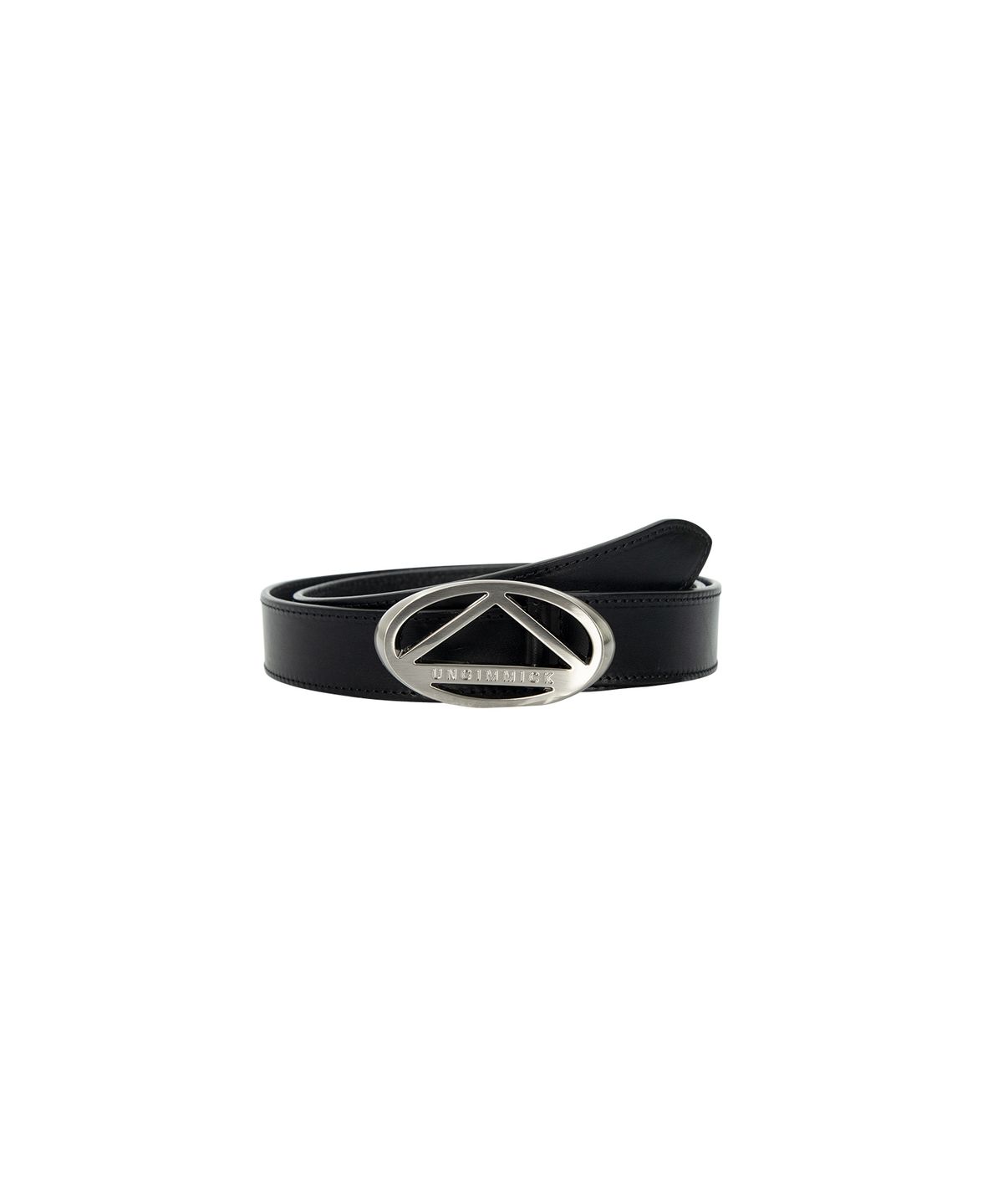 언지미크(UNGIMMICK) SIGNATURE LOGO BUCKLE LEATHER BELT (BLACK)