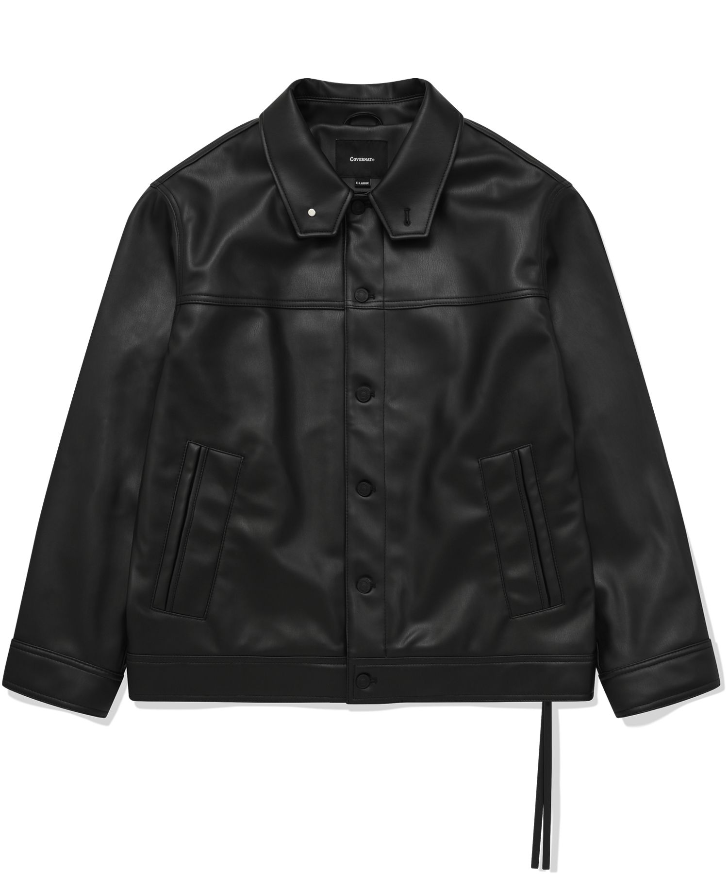 [COVERNAT]★LEATHER TRUCKER JACKET MUSINSA | COVERNAT Vegan Leather Trucker Jacket Black