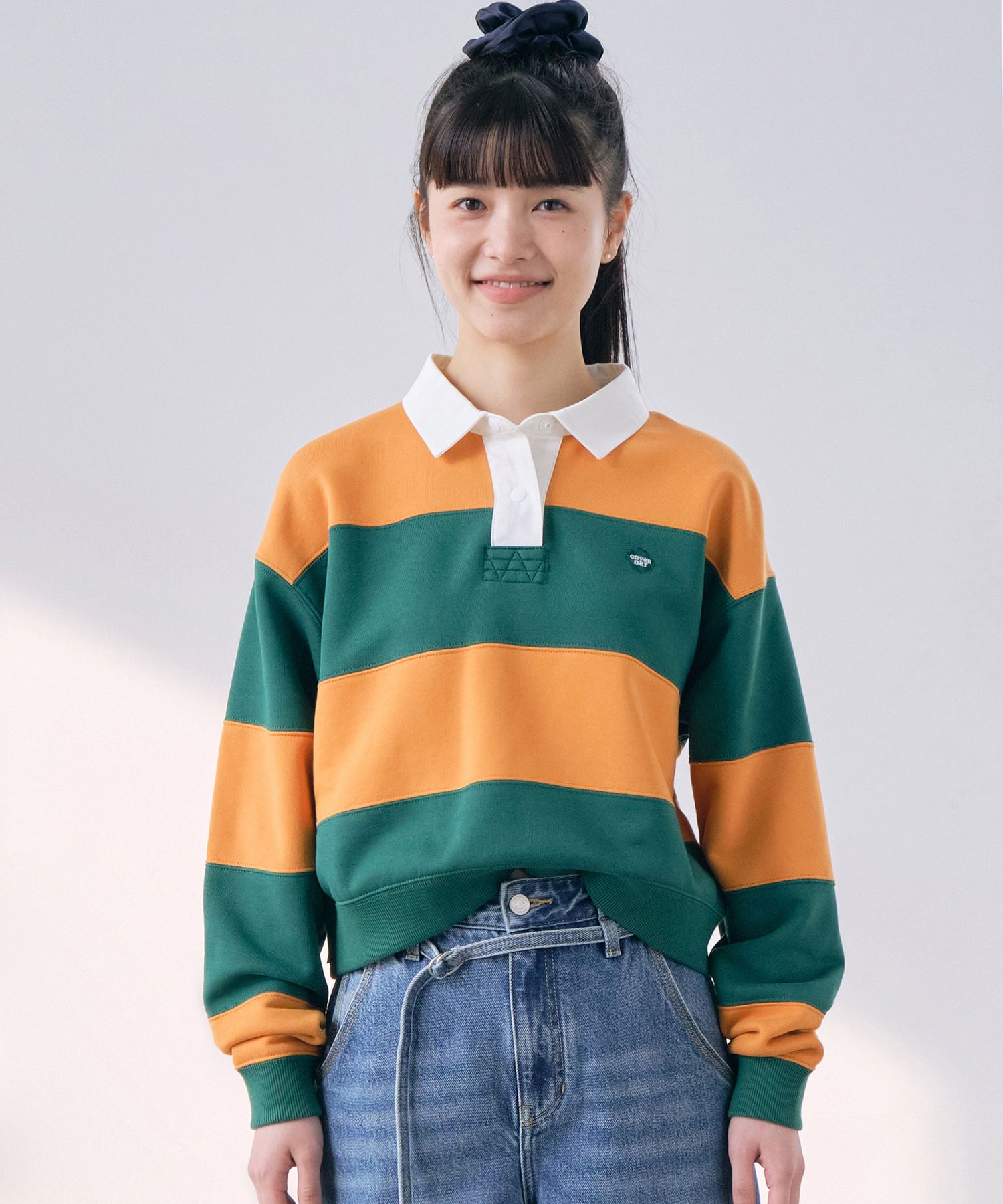 ★関税込★COVERNAT★STRIPE RUGBY SWEATSHIRT★ スウェット★ MUSINSA | COVERNAT Stripe Rugby Sweatshirt Navy