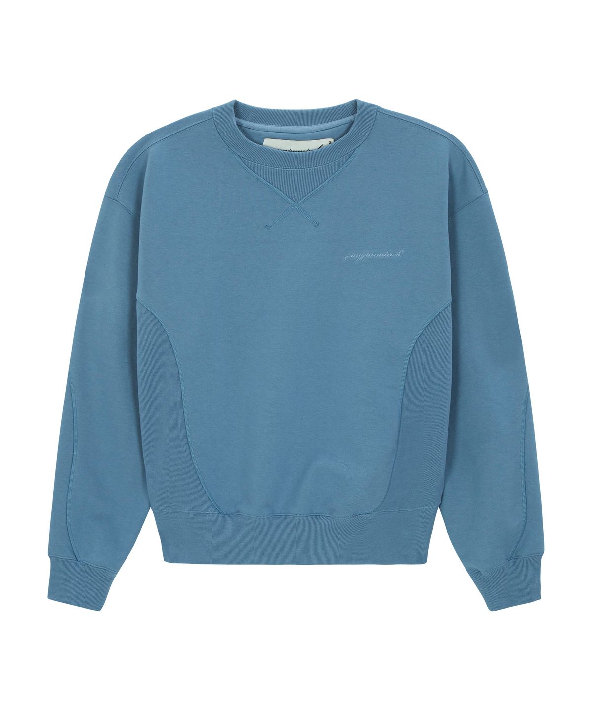 언지미크(UNGIMMICK) CURVED CONTRAST SWEATSHIRT (SKY BLUE)