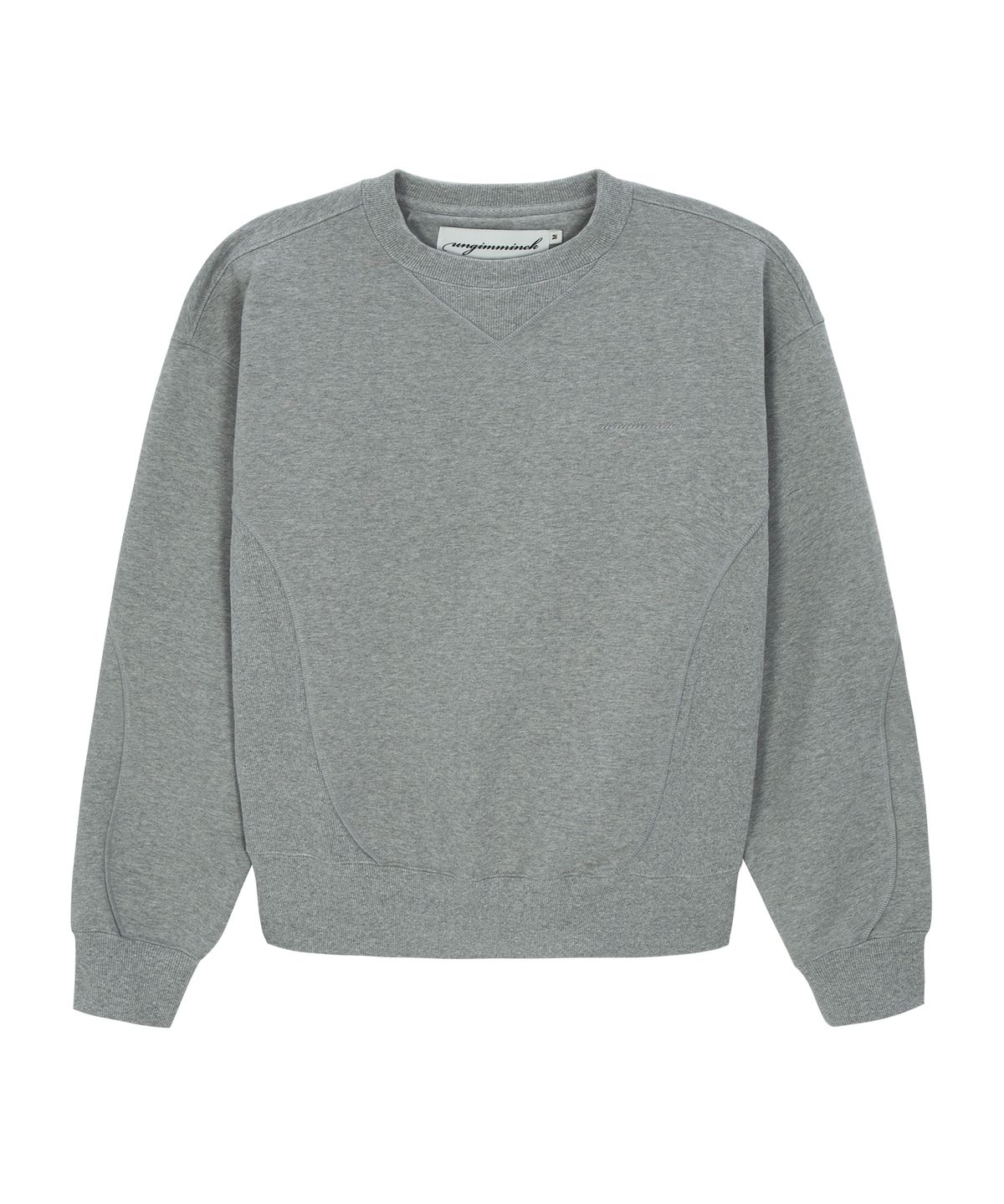 언지미크(UNGIMMICK) CURVED CONTRAST SWEATSHIRT (GRAY)