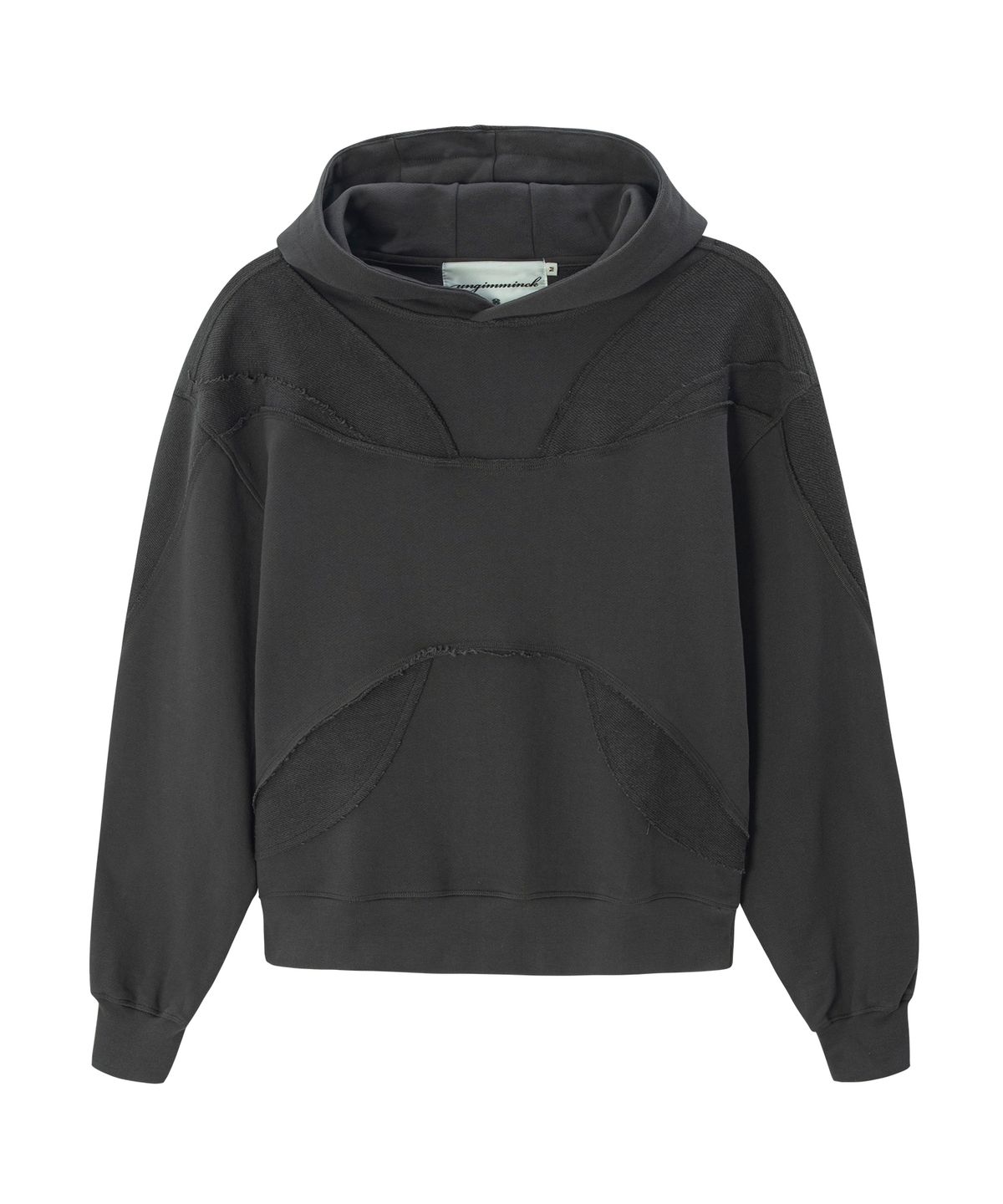 언지미크(UNGIMMICK) CONTRAST REVERSE FABRIC HOODIE (CHARCOAL)