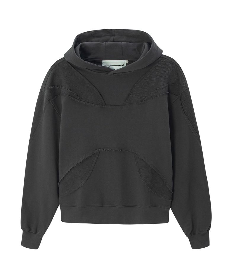 CONTRAST REVERSE FABRIC HOODIE (CHARCOAL)