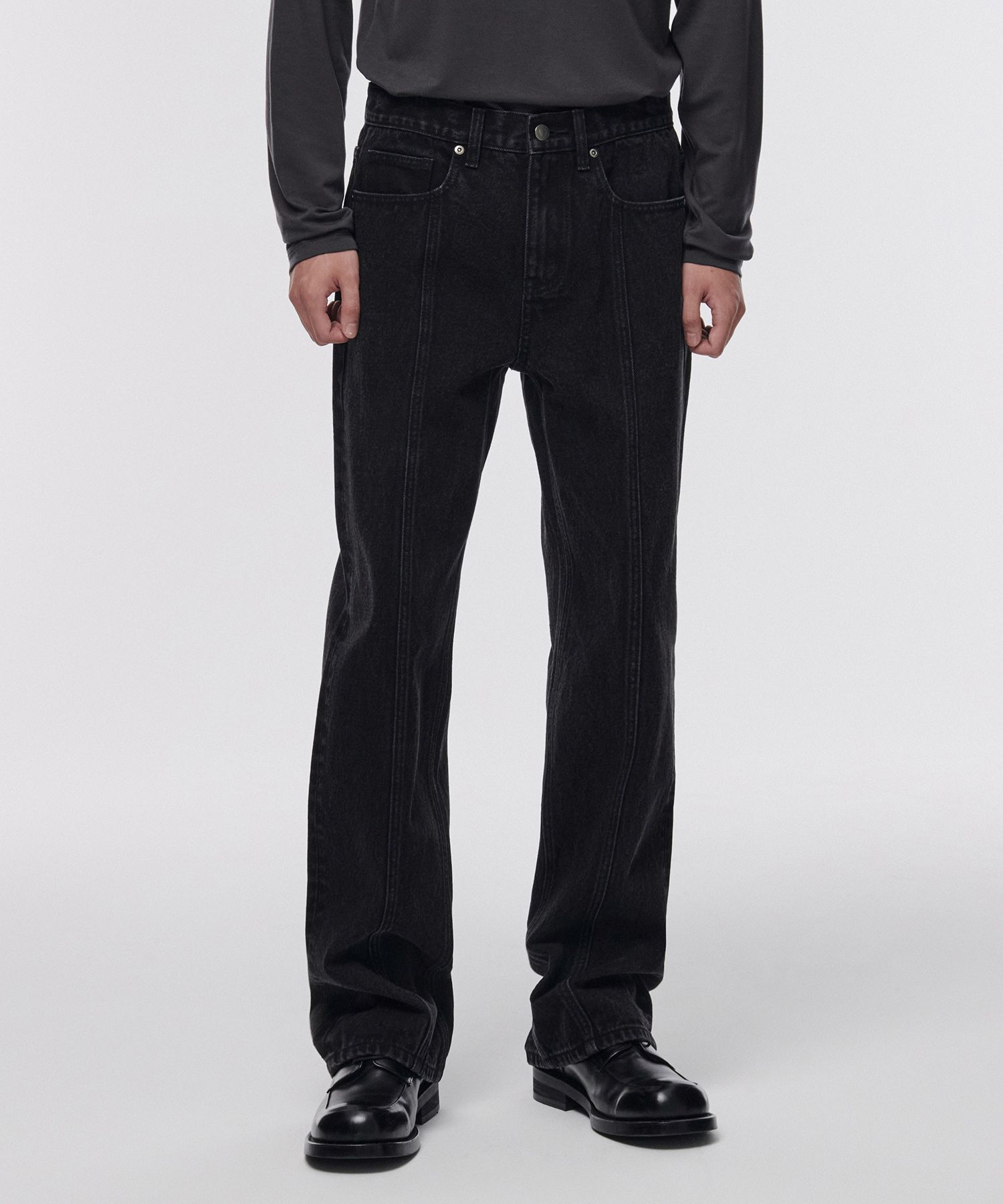 ★MUSINSA STANDARD★ Straight paneled back slit denim pants MUSINSA | MUSINSA STANDARD Straight paneled back slit denim