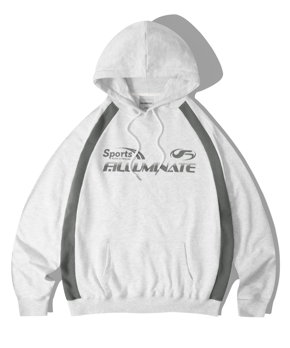 필루미네이트(FILLUMINATE) 오버핏 스포티 로고 후디-라이트그레이