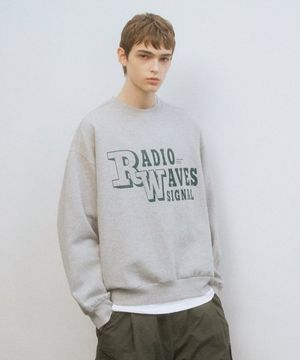 Radio Wave Graphic Crewneck Sweatshirt_Gray