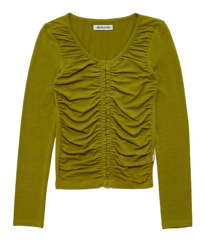 후크 셔링 티셔츠 [OLIVE GREEN]