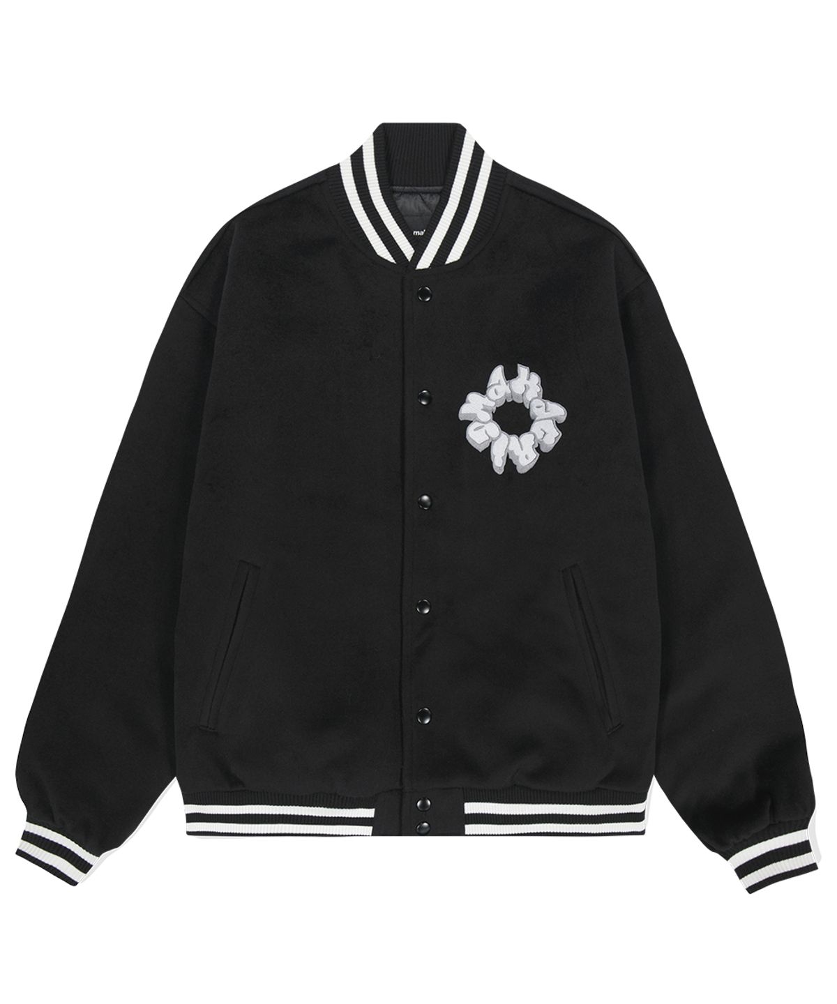 마하그리드(MAHAGRID) THROW UP VARSITY JACKET BLACK(MG2DFMJ242A)
