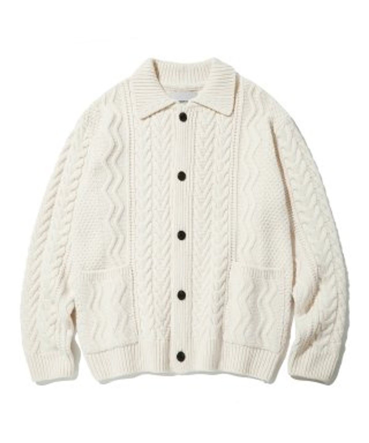 디써티원(DTHIRTYONE) Fisherman Cable Collar Cardigan_Cream
