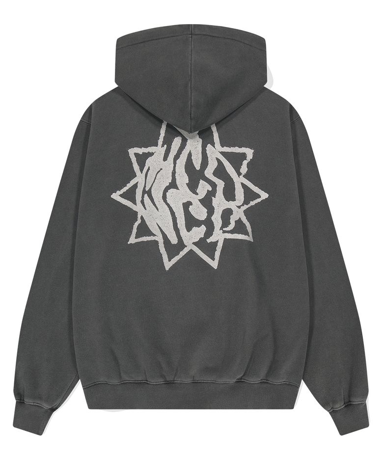 SUN LOGO PIGMENT ZIP UP HOODIE CHARCOAL(MG2DFMM430A)