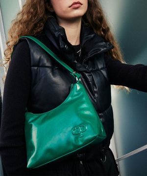 SPARKLING SQUARE HOBO BAG(GREEN SALAD)