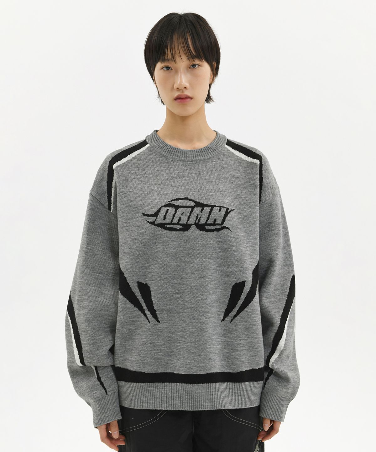 래리클락(LARRY CLARK) DAMN RACER JACQUARD KNIT GRAY