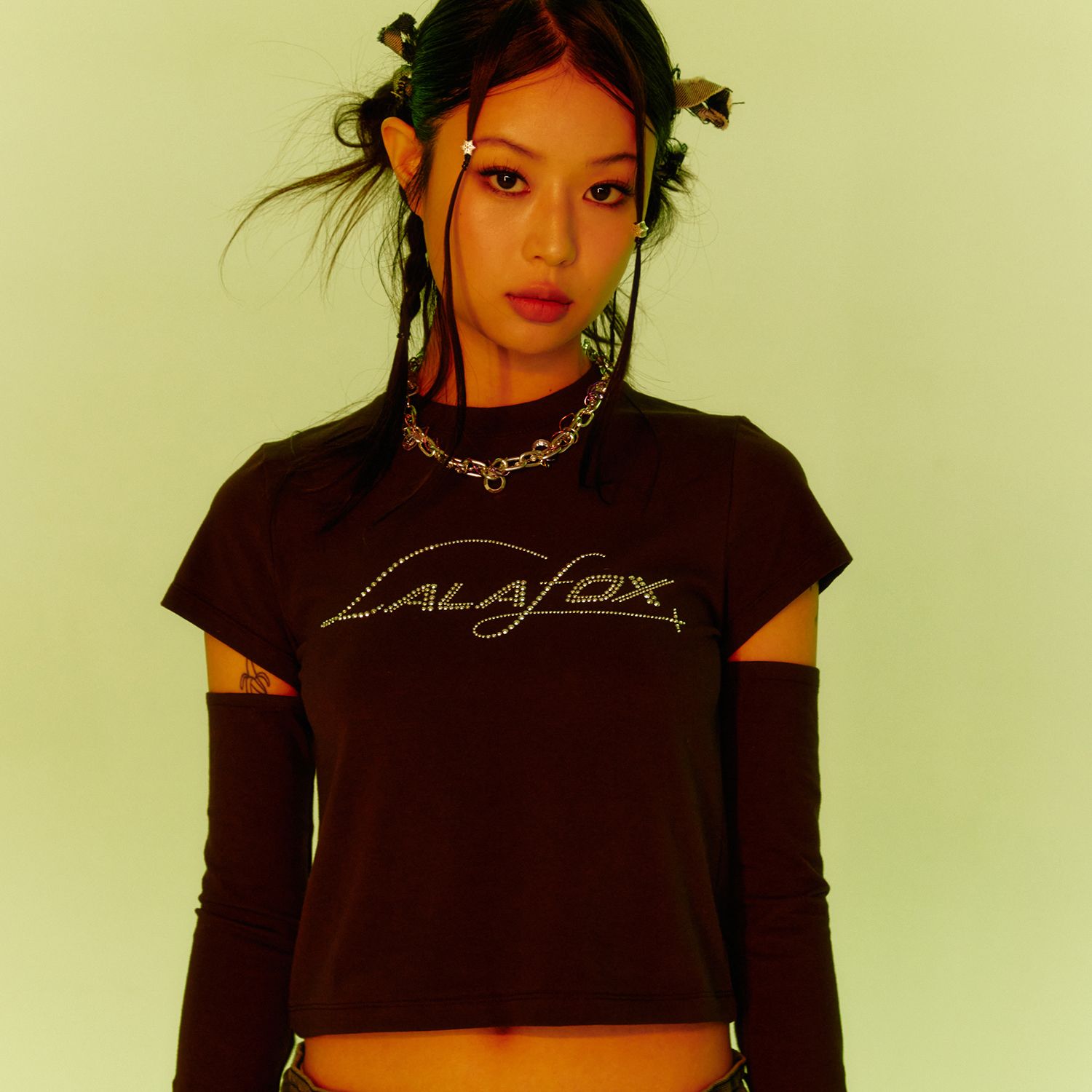 MUSINSA公式 | LALAFOX STAR LOGO T-SHIRT BROWN BP2CH001