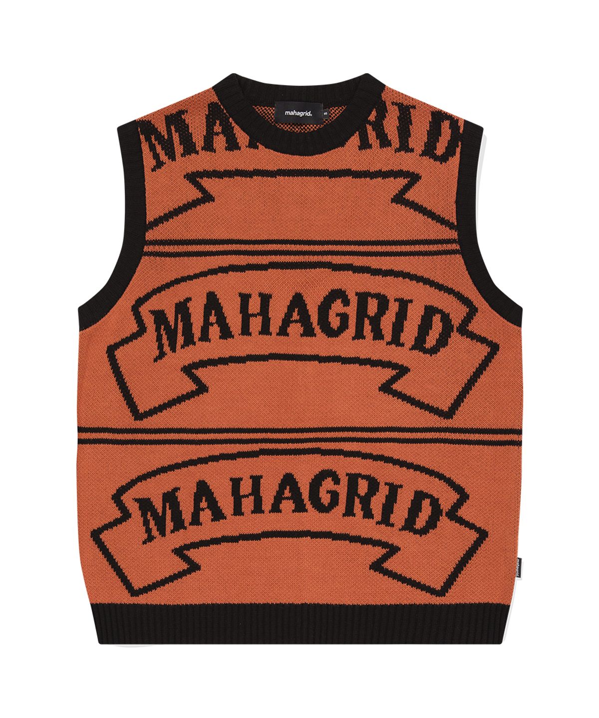 마하그리드(MAHAGRID) FLAG LOGO KNIT VEST ORANGE(MG2DFMK690A)
