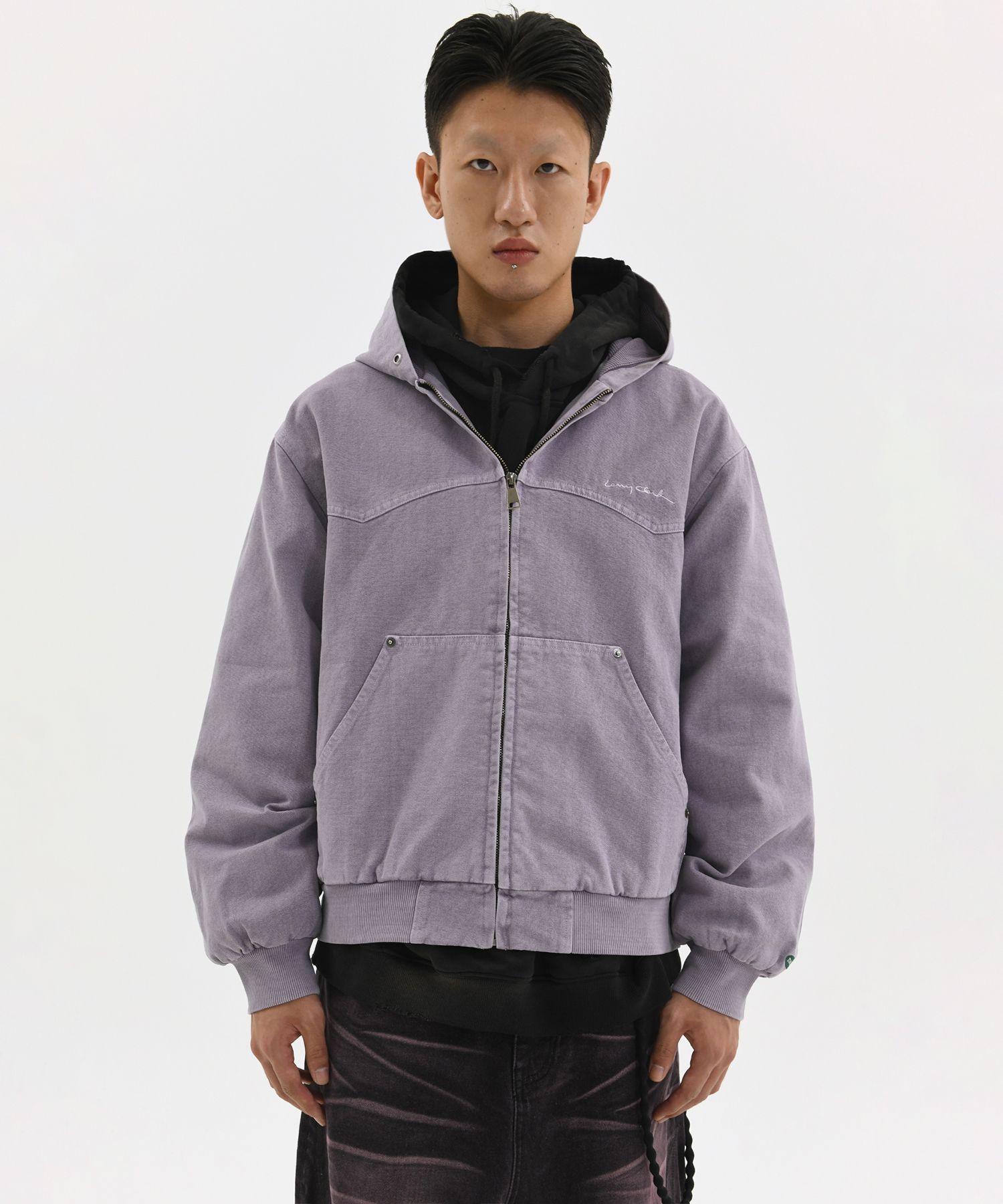 MUSINSA | LARRY CLARK L.C CANVAS HOODIE JACKET PURPLE