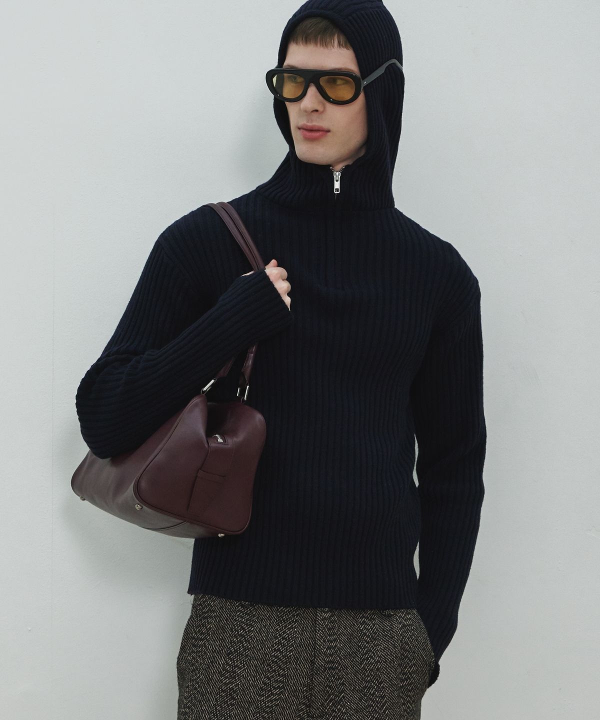 문선 아카이브(MOONSUN ARCHIVE) UNISEX, Balaclava Knit Top / Dark Navy