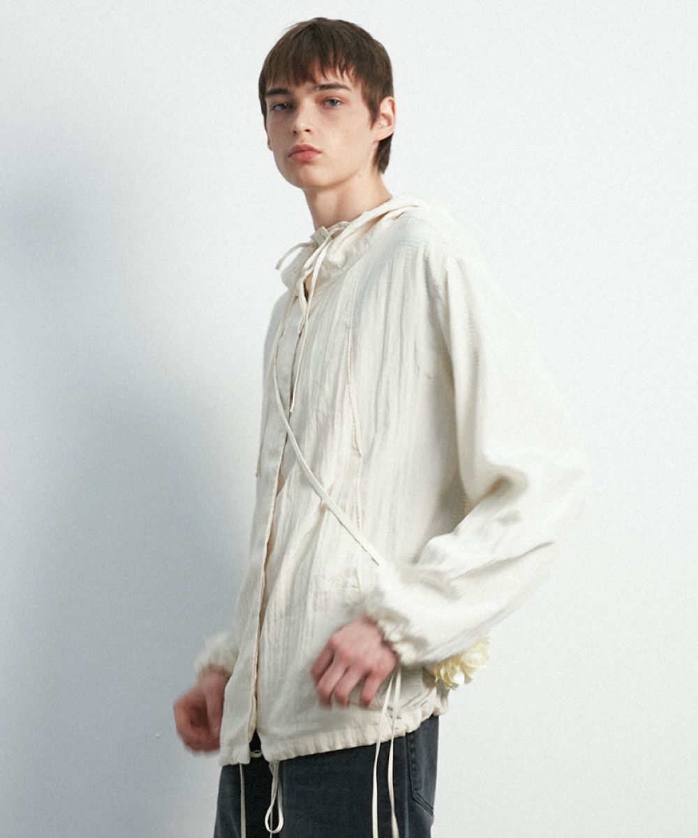MUSINSA | MOONSUN UNISEX, Glossy 4 Pocket Wind Breaker / Ivory