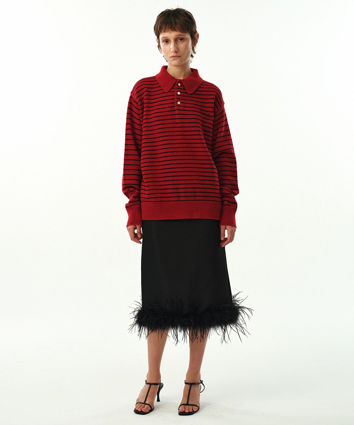 문선 아카이브(MOONSUN ARCHIVE) MJ S2 Ostrich Hair Skirt / Black
