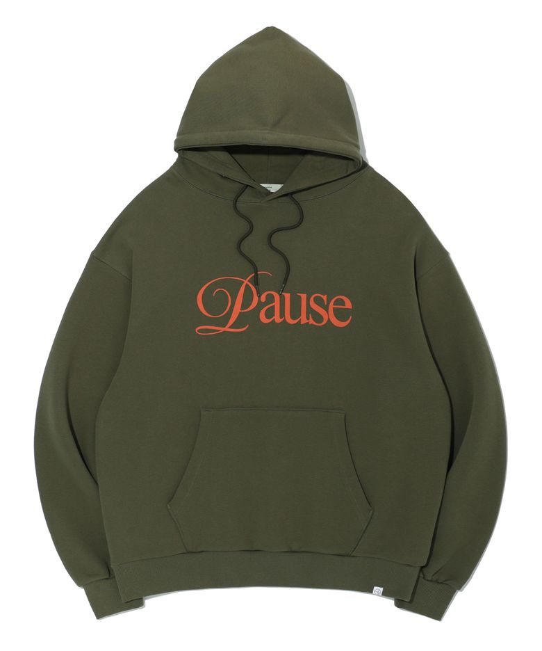 P.P.R Lettering Hoodie Pullover Khaki