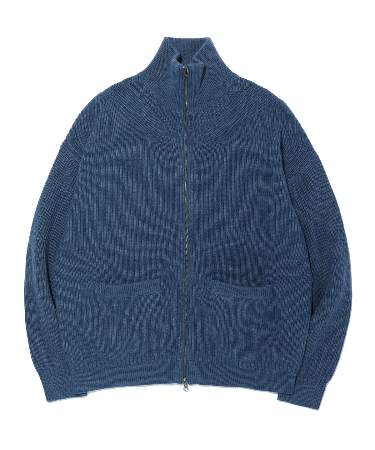 사운즈라이프(SOUNDSLIFE) Collar Knit Full Zip-Up Blue