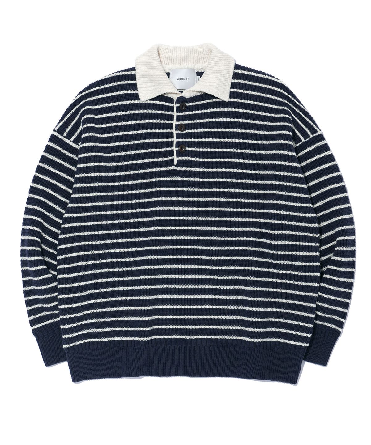 사운즈라이프(SOUNDSLIFE) Heavy Cotton Rugby Knit Navy Stripe