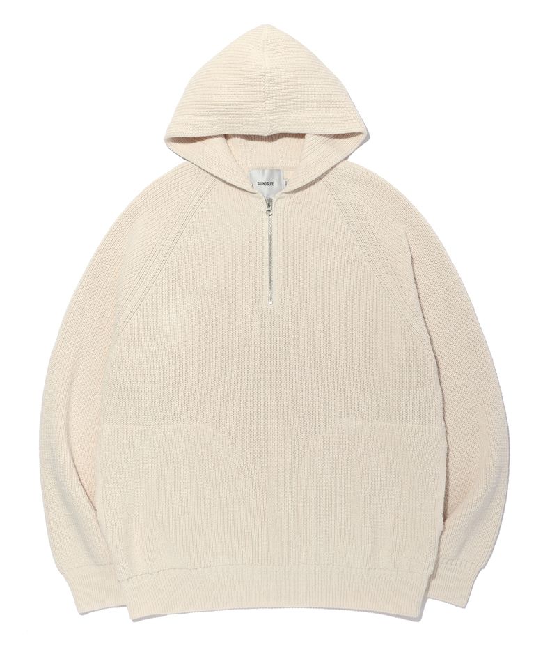 Hoodie Half Neck Knit Cream