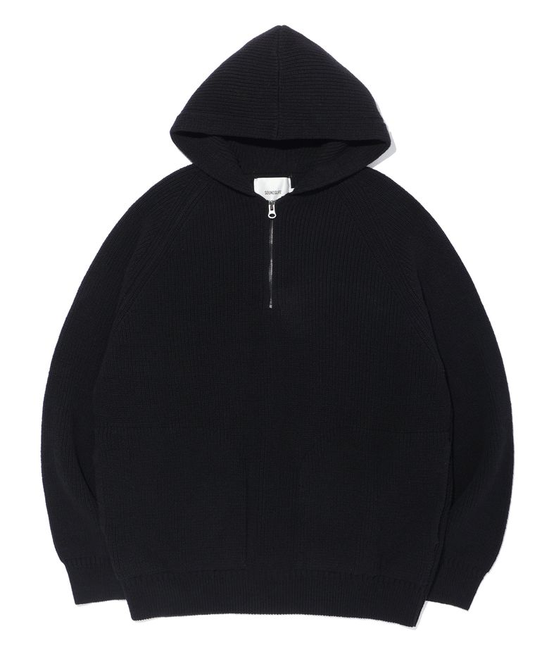 Hoodie Half Neck Knit Black