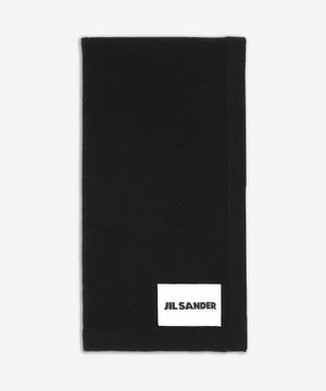 로고 패치 캐시미어 스카프 - 블랙 / J02TE0001J13201001