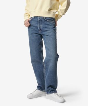 90S 미드 라이즈 스트레이트 데님 팬츠 - 다크 블루 / A069I1141RANGE