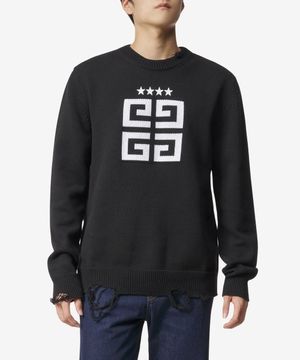 4G 스타 디스트레스 니트 - 블랙 / BM90NT4ZH6004