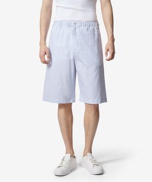 베어 패치 자수 체크 쇼츠 팬츠 - 블루 / 738074ZANGD4305