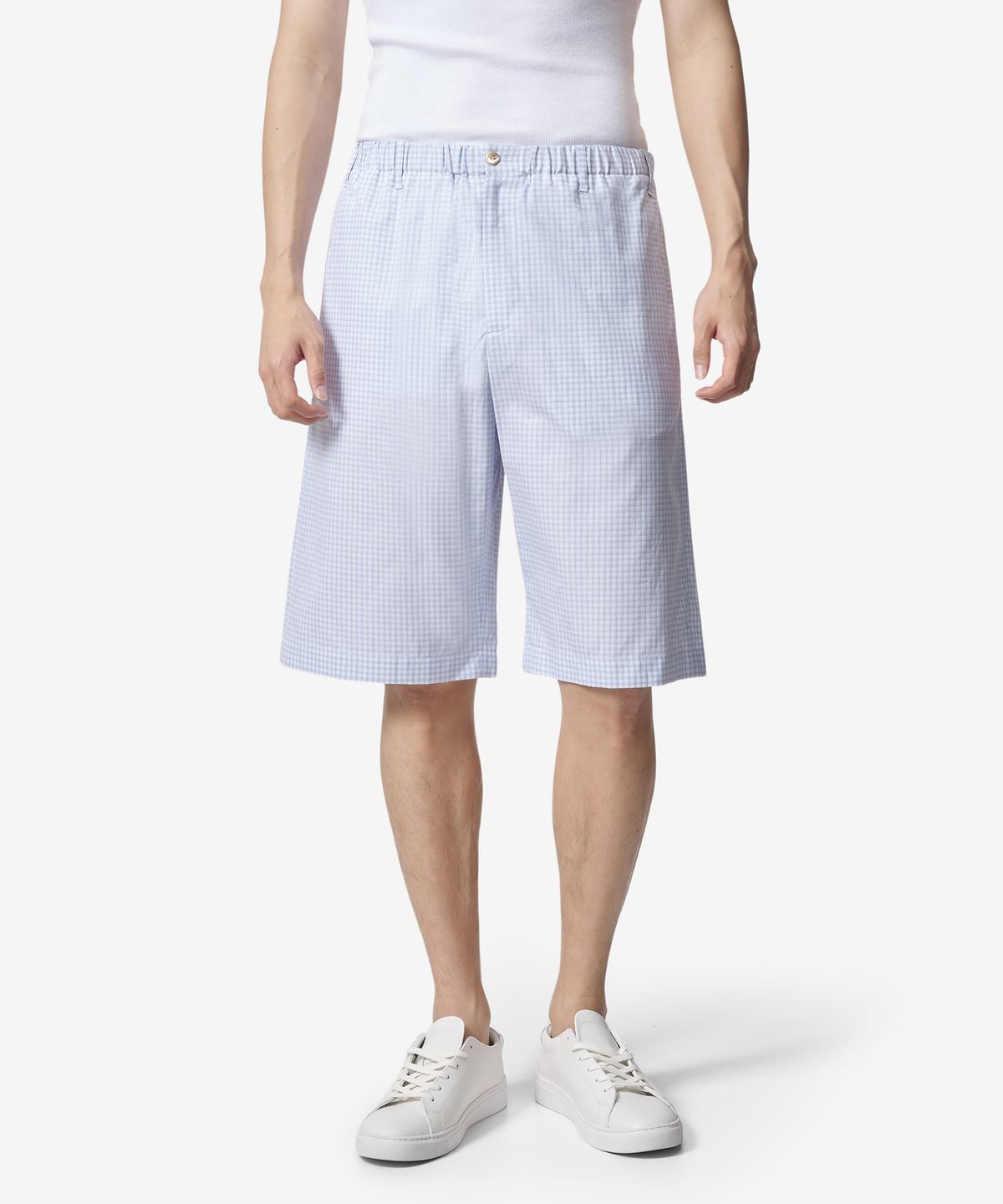 구찌(GUCCI) 베어 패치 자수 체크 쇼츠 팬츠 - 블루 / 738074ZANGD4305