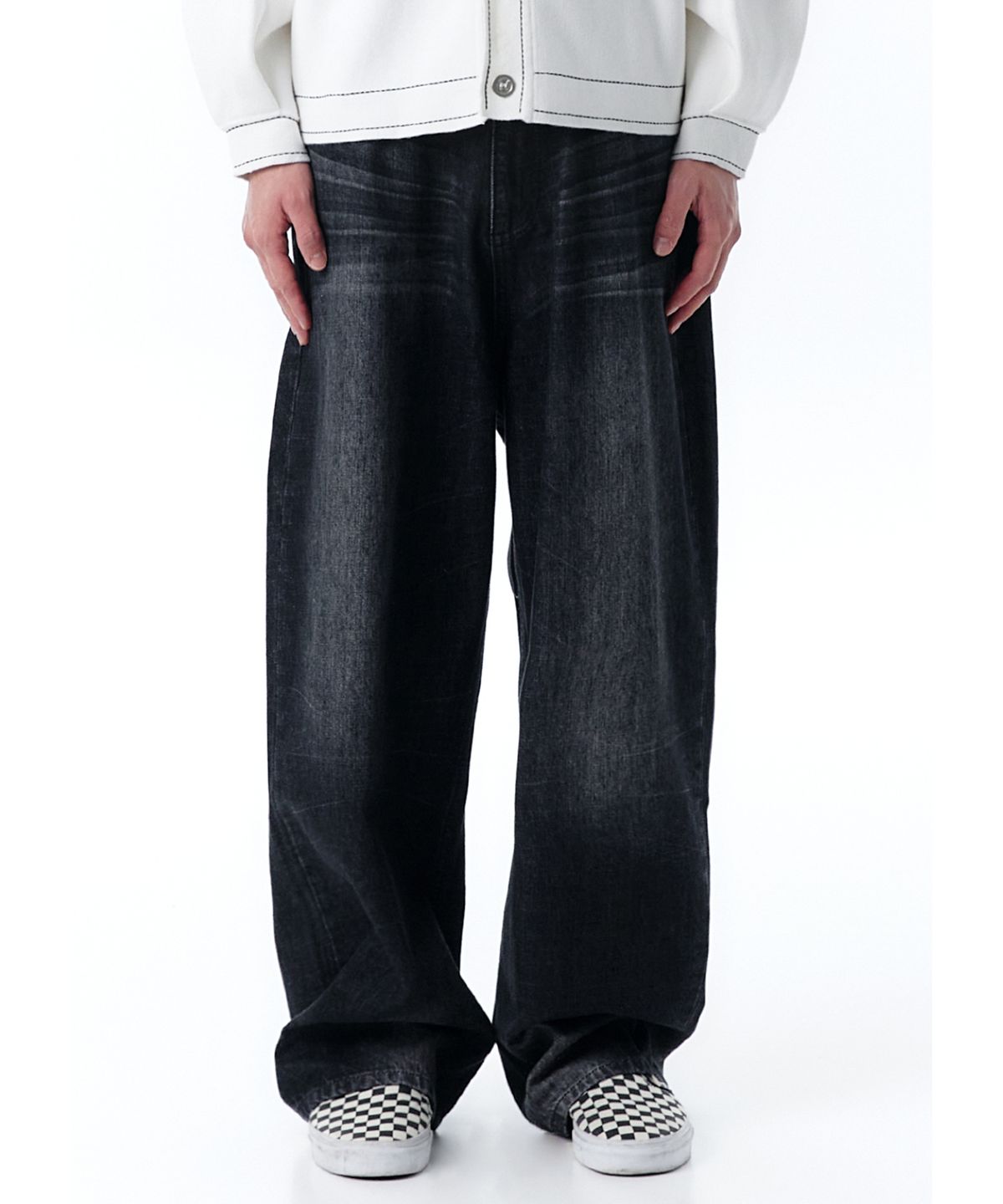 오픈야드(오와이)(OPENYARD(OY)) C.B WASHED JEANS-BLACK