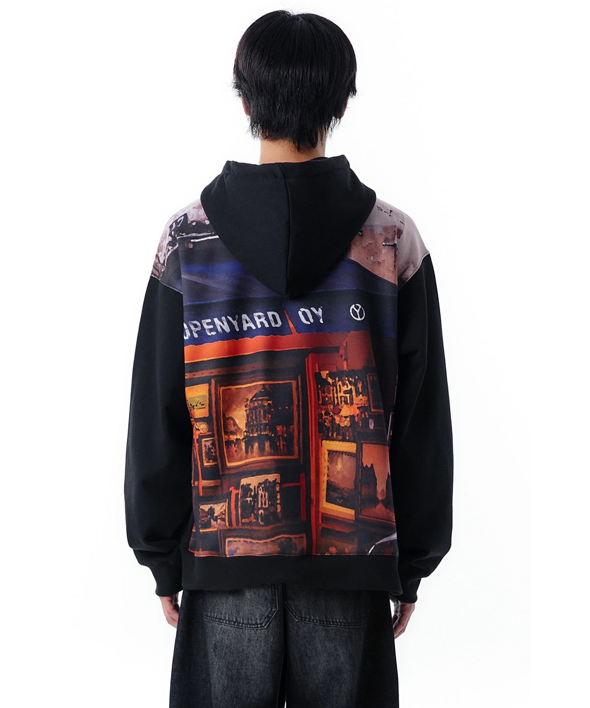오픈야드(오와이)(OPENYARD(OY)) BACK FILM HOODIE ZIP UP-BLACK