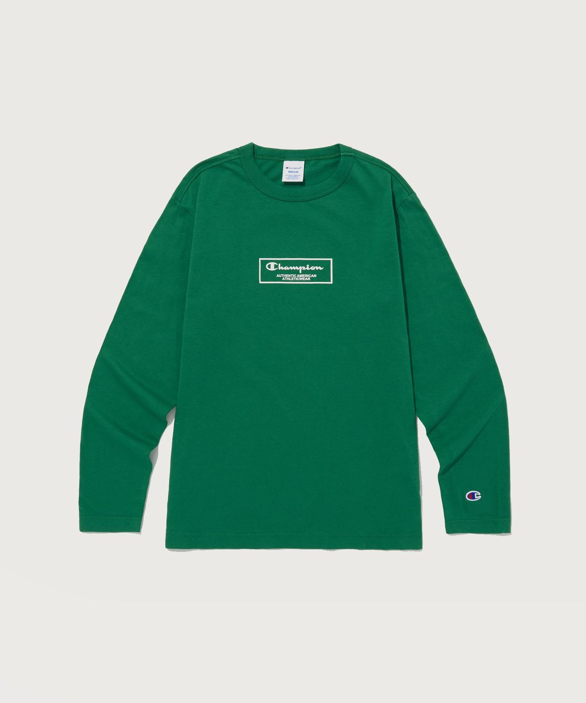 챔피온(CHAMPION) 백 그래픽 프린트 롱슬리브 티셔츠 Normal Green