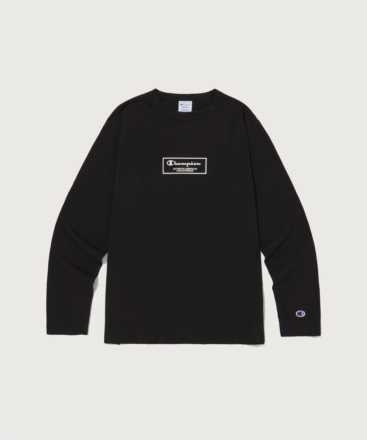 챔피온(CHAMPION) 백 그래픽 프린트 롱슬리브 티셔츠 Black