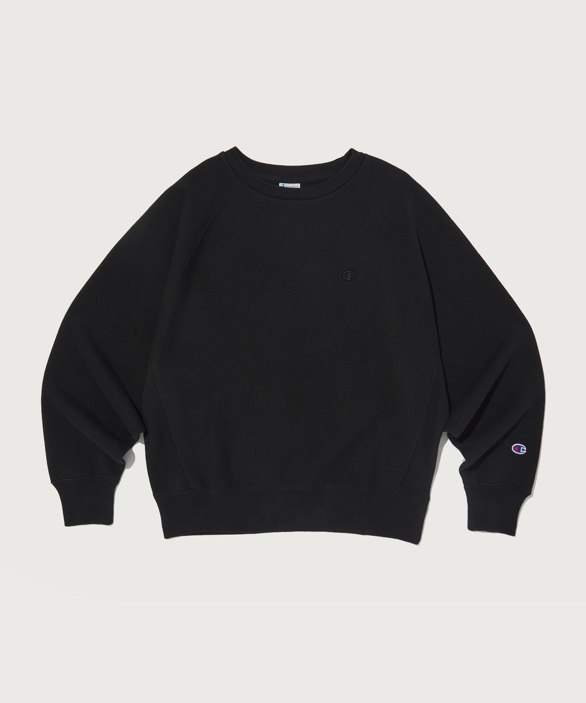 챔피온(CHAMPION) 여성 리버스위브 블루택 C로고 스웨트셔츠 Black