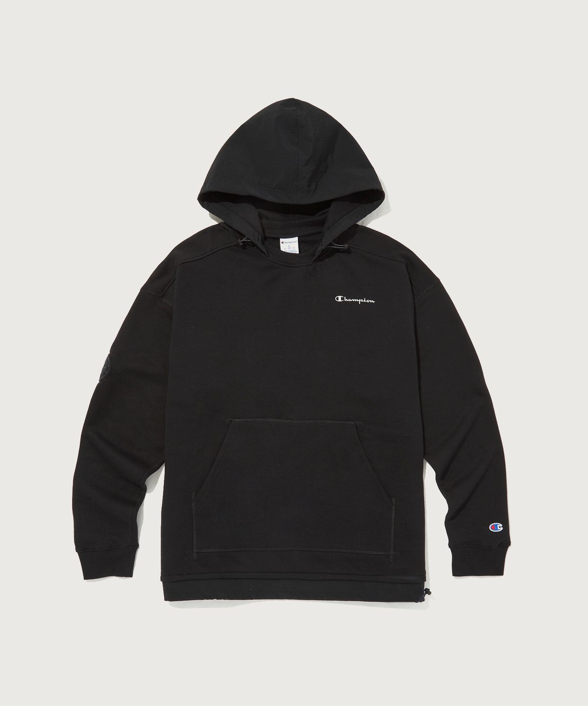 챔피온(CHAMPION) 글로벌 익스플로러 플리스 기모 후드 티셔츠 Black