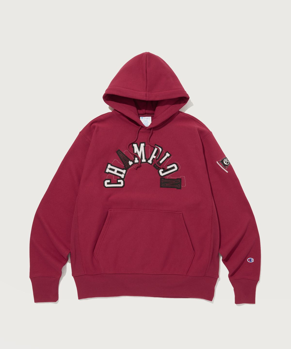 챔피온(CHAMPION) 리버스위브 기모 아플리케 후드 티셔츠 Normal Red