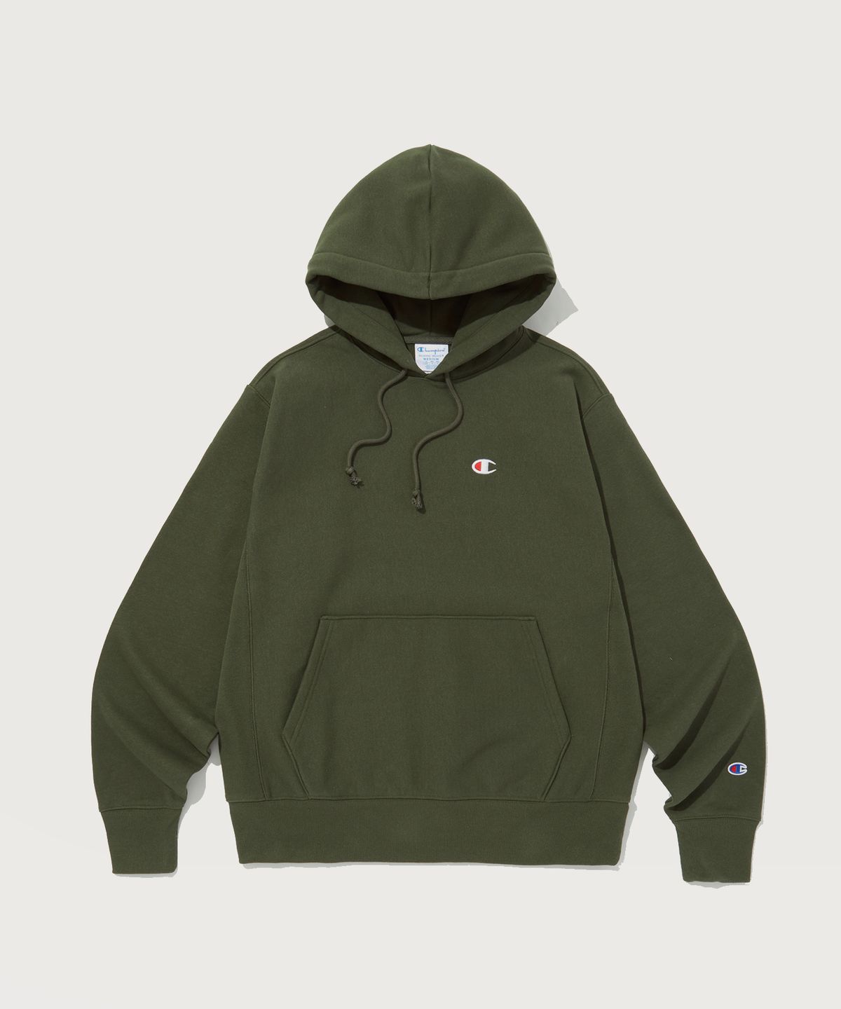챔피온(CHAMPION) 리버스위브 C로고 기모 후드 티셔츠 Normal Khaki