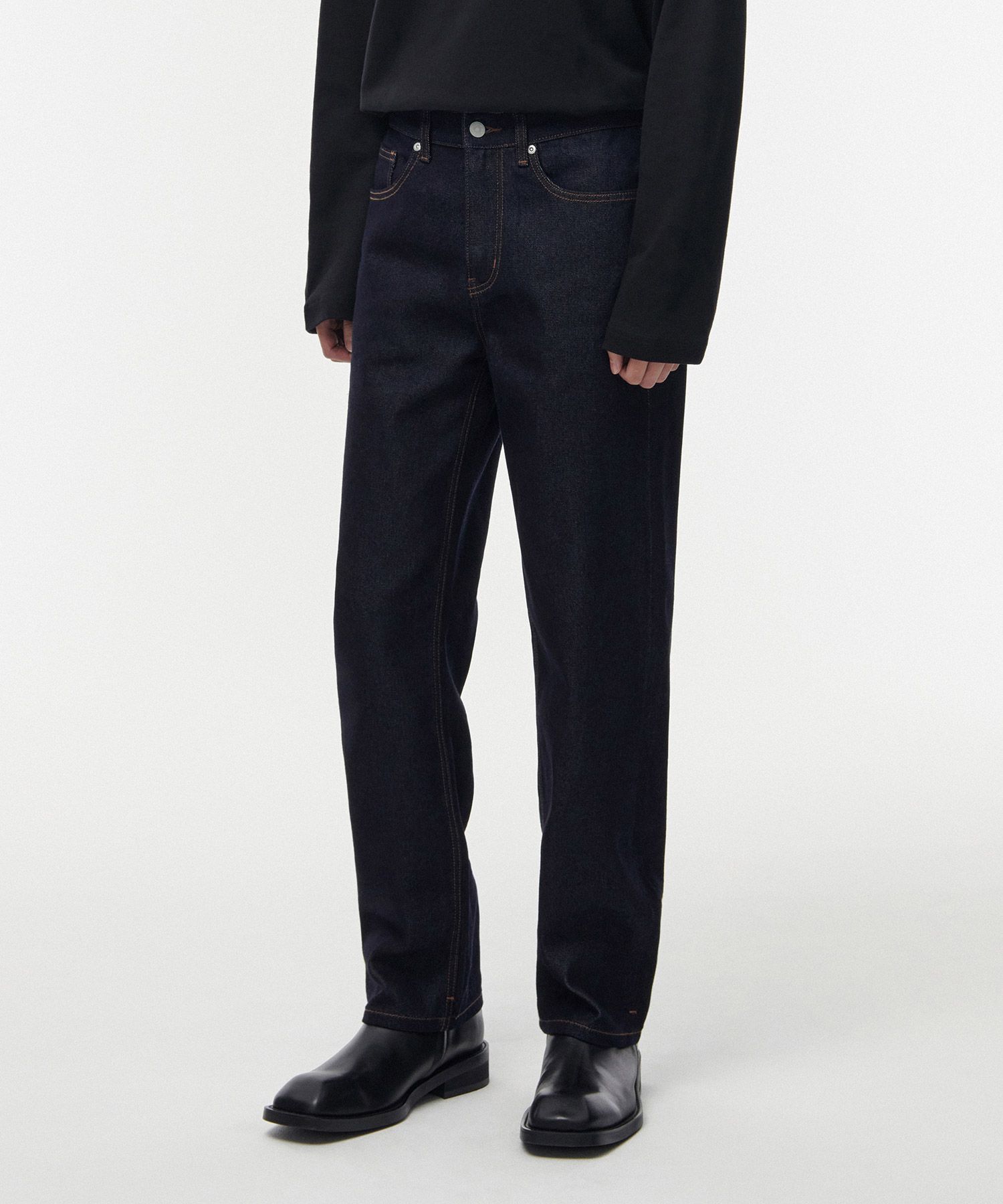 ★MUSINSA STANDARD★ Deep Indigo Straight Denim Pants MMCNP8 MUSINSA | MUSINSA STANDARD Selvedge Regular Fit Denim Pants