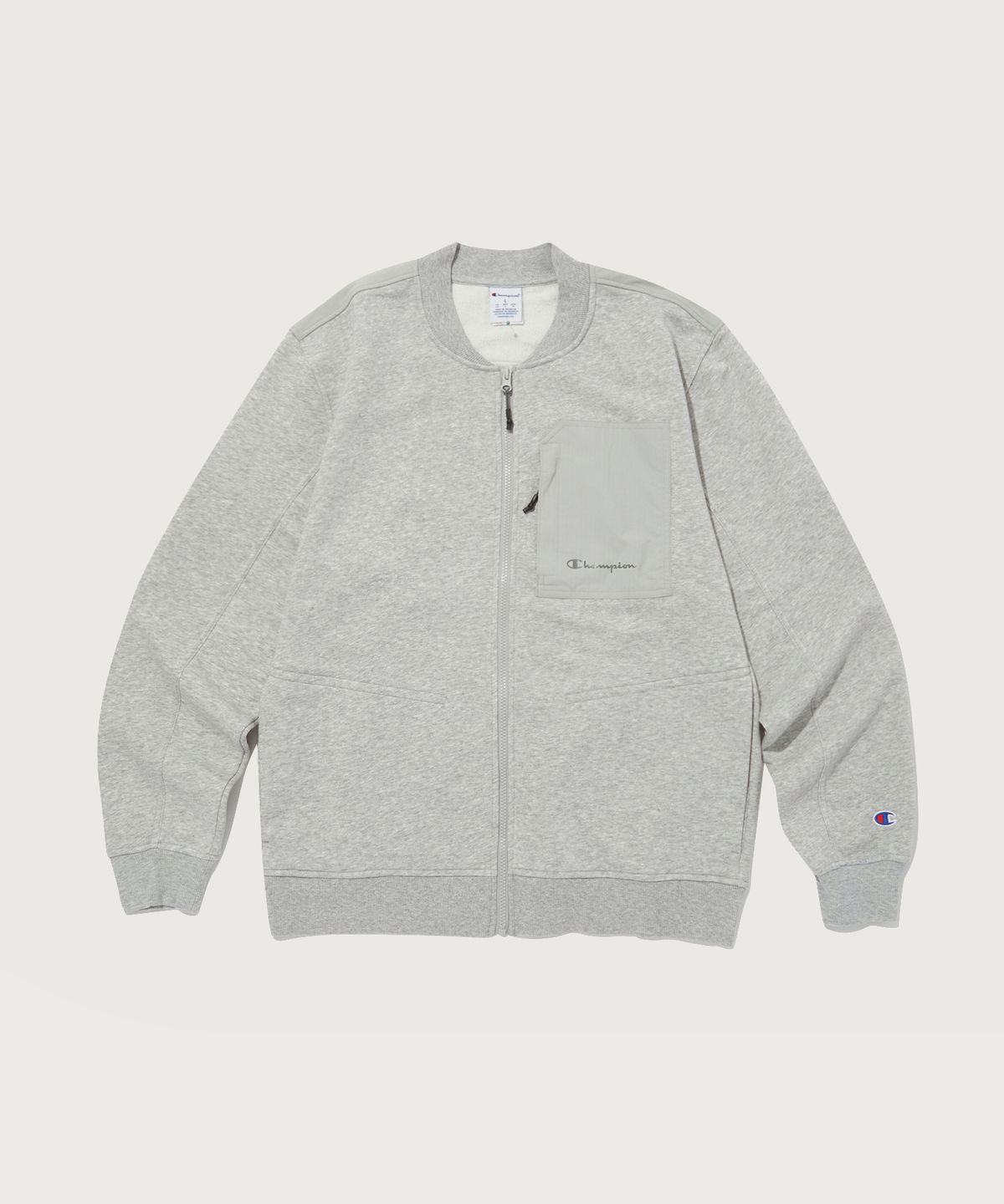 챔피온(CHAMPION) 우븐 믹스 플리스 봄버 자켓 Normal Grey