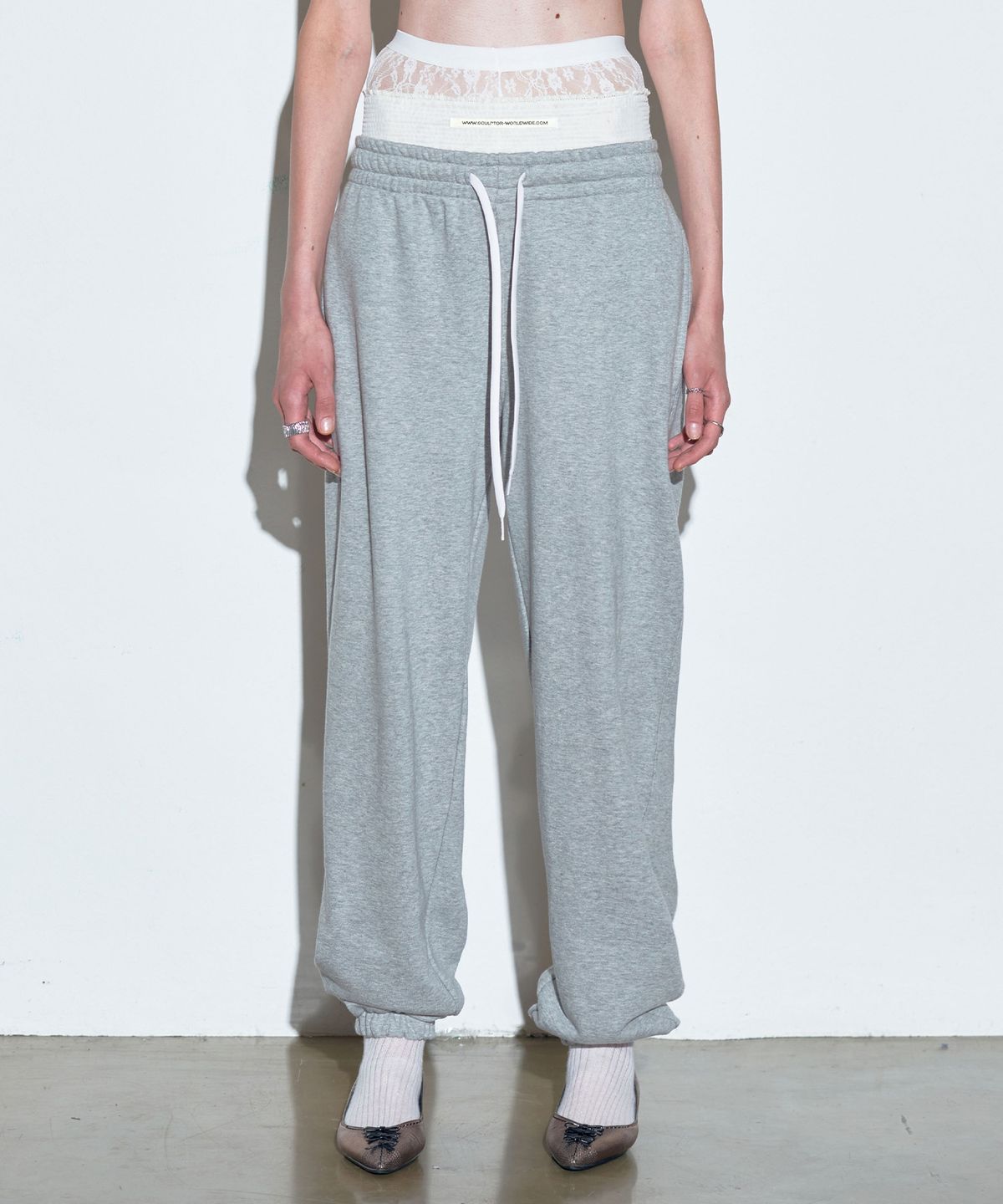 스컬프터(SCULPTOR) Trunk Layered Jogger Pants Melange Gray