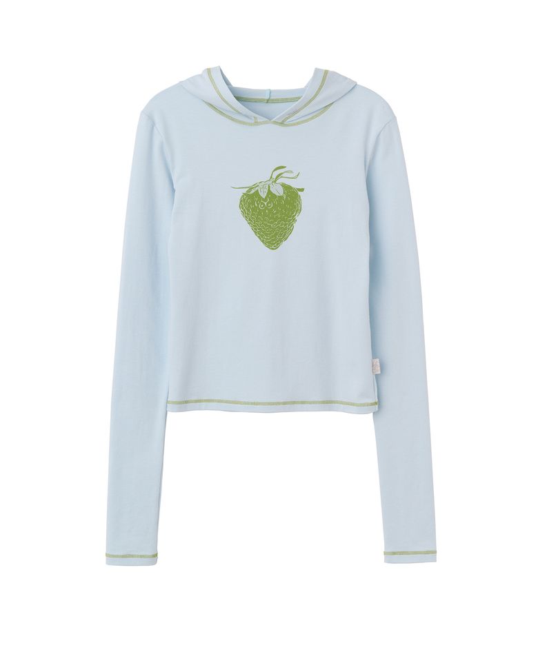 Strawberry Hoodie Pale Blue