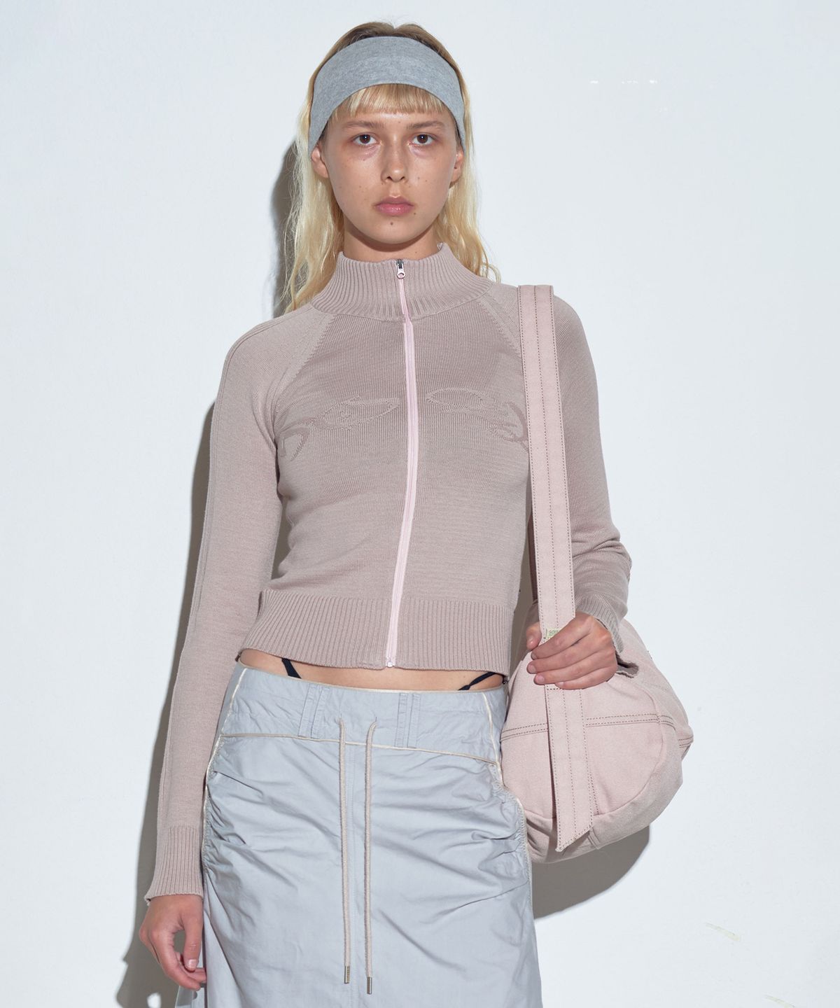 스컬프터(SCULPTOR) Holy Knit Zip-Up Dusty Pink